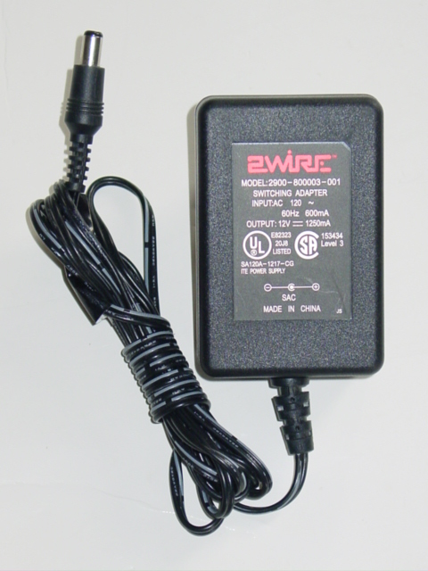 NEW 2Wire 2900-800003-001 AC Adapter 12V 1250mA 2900800003001